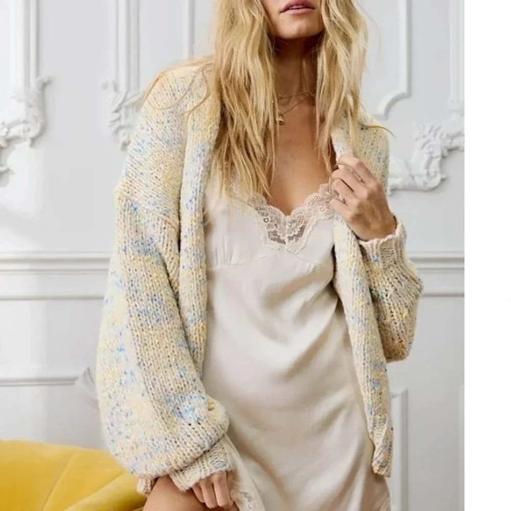 Aerie Confetti‎ Puff Sleeve Cardigan Sweater Size XXS New With Tags